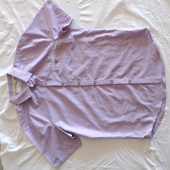 Craft & Flow Other - Craft & Flow Button Up Short Sleeve Collared Lavender Color Shirt